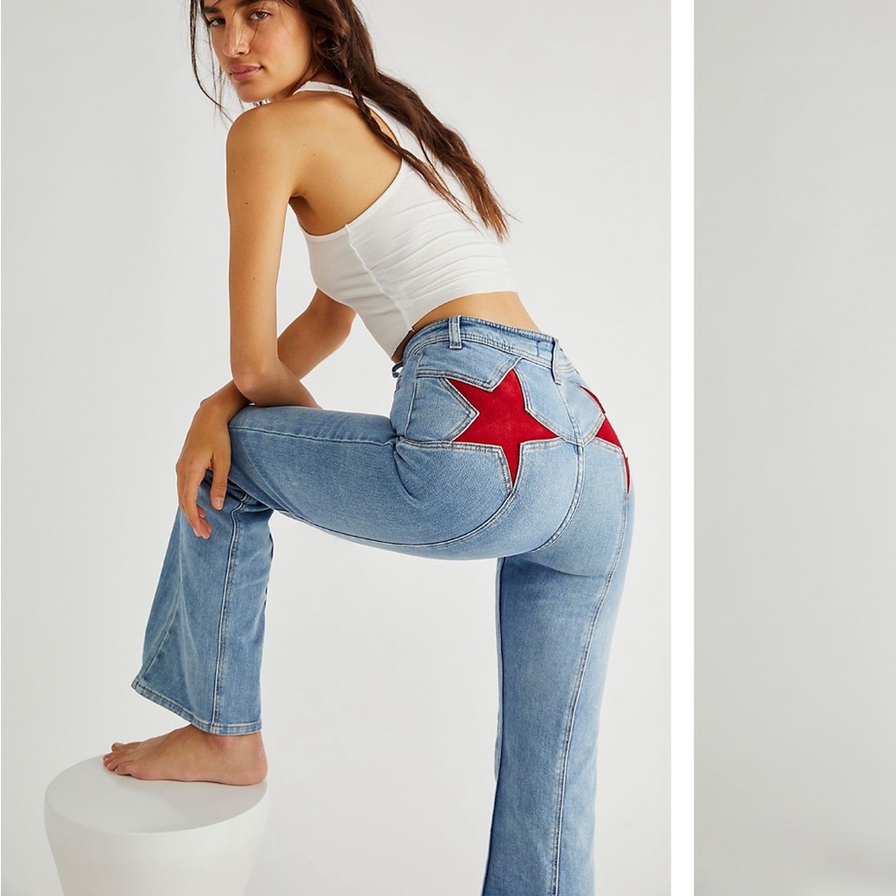 ISO free people firecracker flare jeans